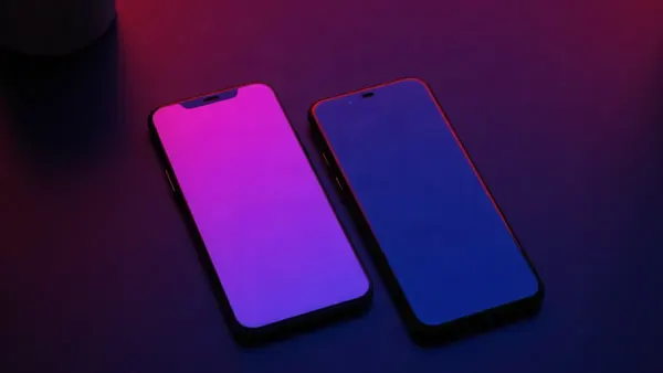 Dwa różne smartfony obok siebie na ciemnej, błyszczącej powierzchni (ilustracja do artykułu)