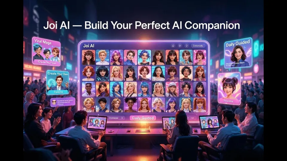 Miniatura filmu na YouTube „Joi AI Review: The Boldest & Most Entertaining AI Character Chat Platform” (kanał QUASA)