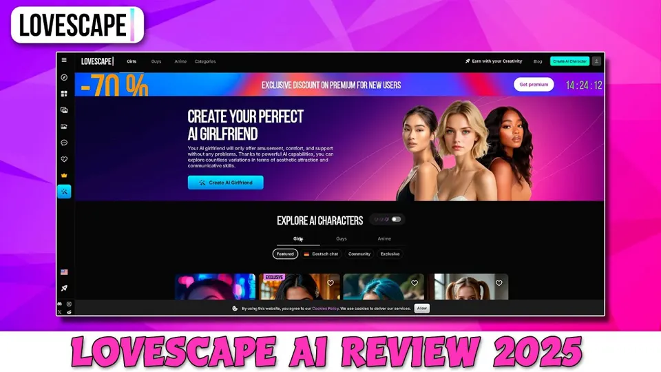Miniatura filmu na YouTube „Lovescape Ai Review - Best Ai Chatbot No Filter 2025” (kanał How To PC)