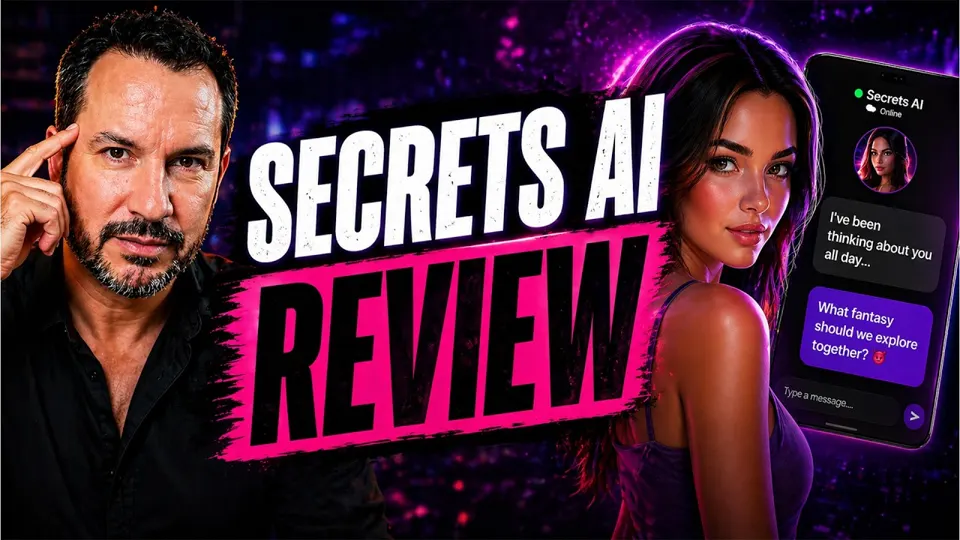 Miniatura filmu na YouTube „Secrets AI Review: I tested it so you don't have to” (kanał AI Girlfriend Decoded)